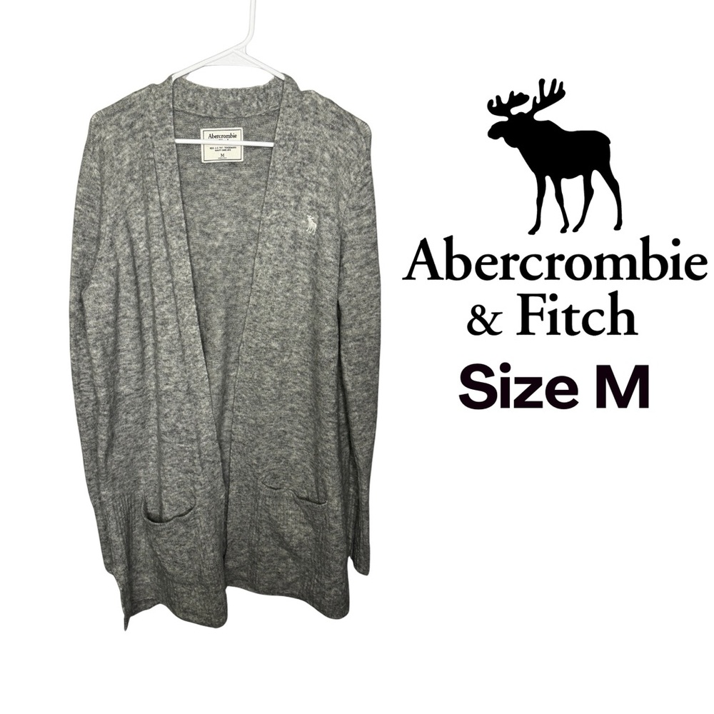 Abercrombie & Fitch Women's Cardigan Open Front Long Duster Soft Gray Size M EUC